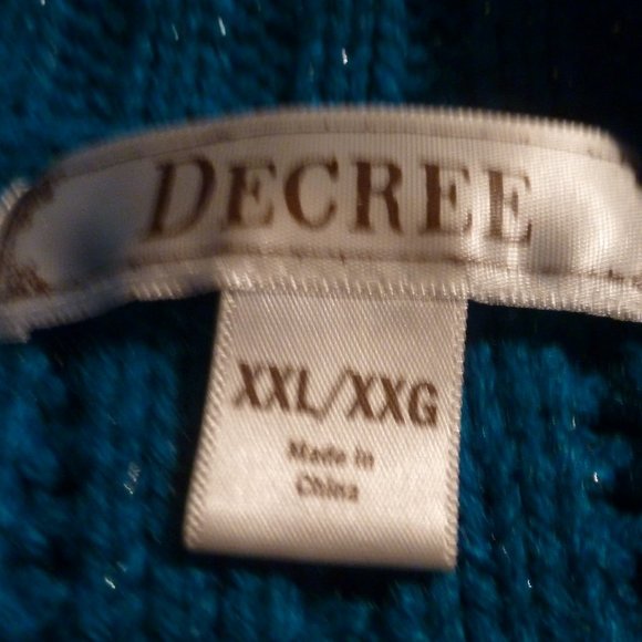 Decree Womens S Blue/ metalic  Short Sleeve Knitted Sweater Long tunic XXL - Picture 9 of 9